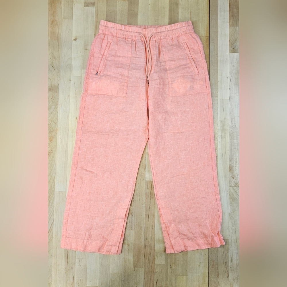 Athleta 8p Retreat Linen Wide Leg Pant Sunset Glow